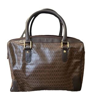 Authentic Mario Valentino Vintage Brown Boston 1970s Handbag W11.5 X 12.5H X 6.5